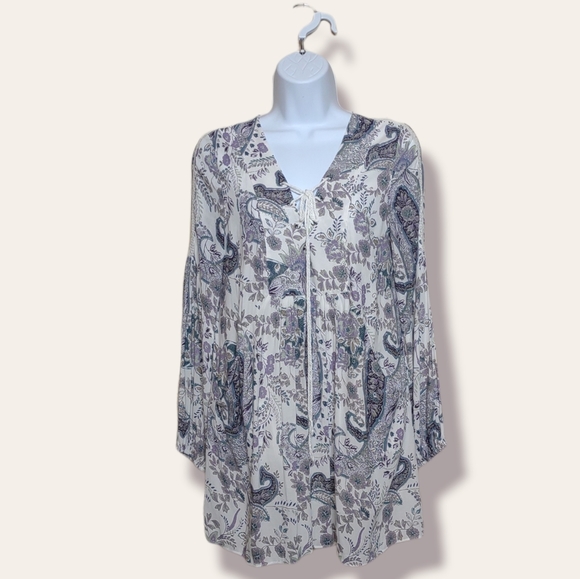 Free People Rain or Shine Boho Purple Paisley Dress - Picture 4 of 8